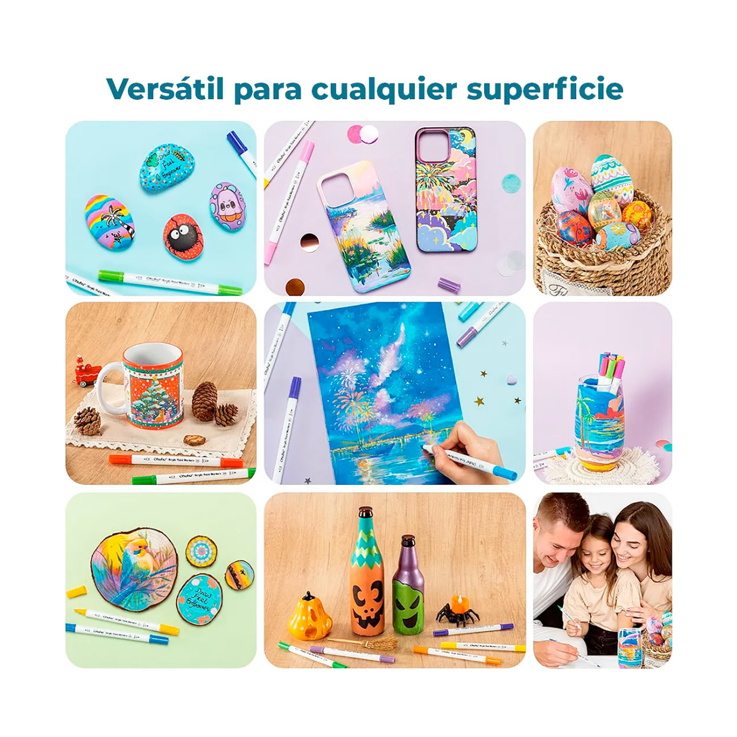 36 Marcadores Acrilico Ohuhu Punta Redonda y Pincel 5