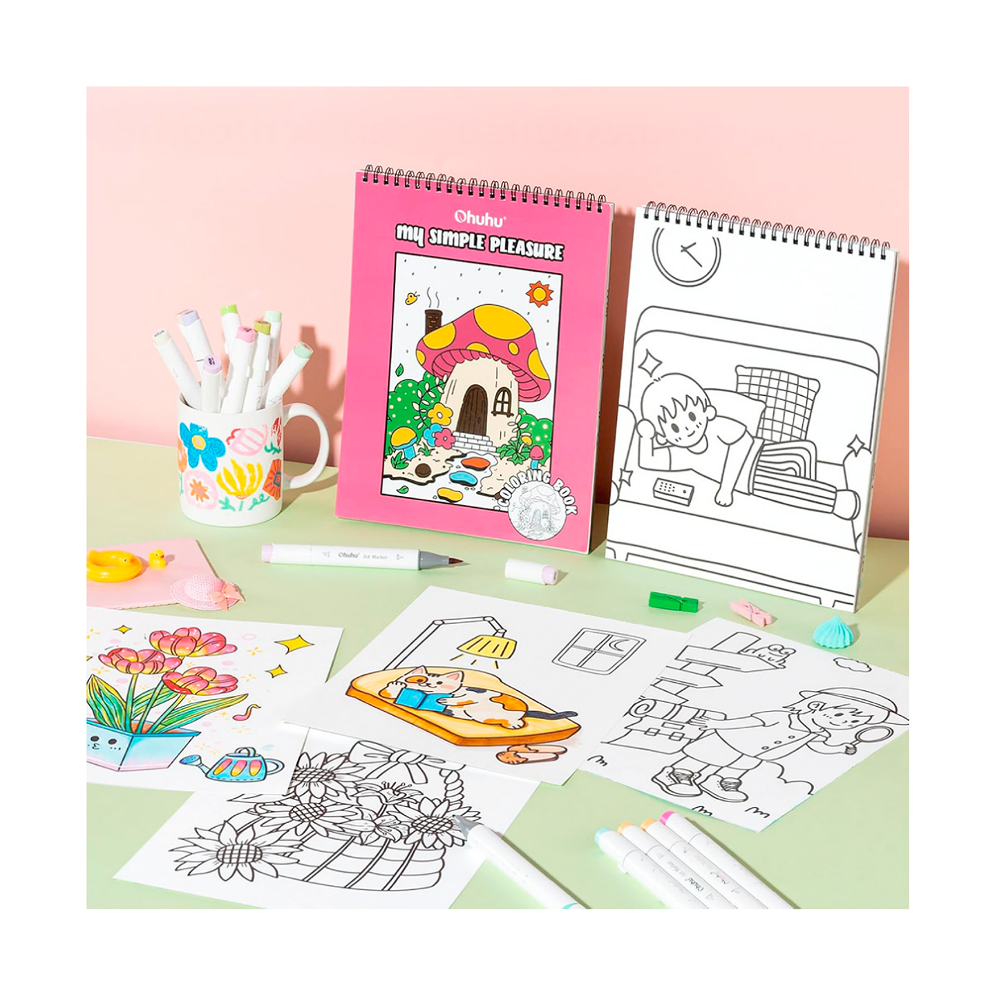 Ohuhu Libro Para Colorear Doble Cara My Simple Pleasure 4