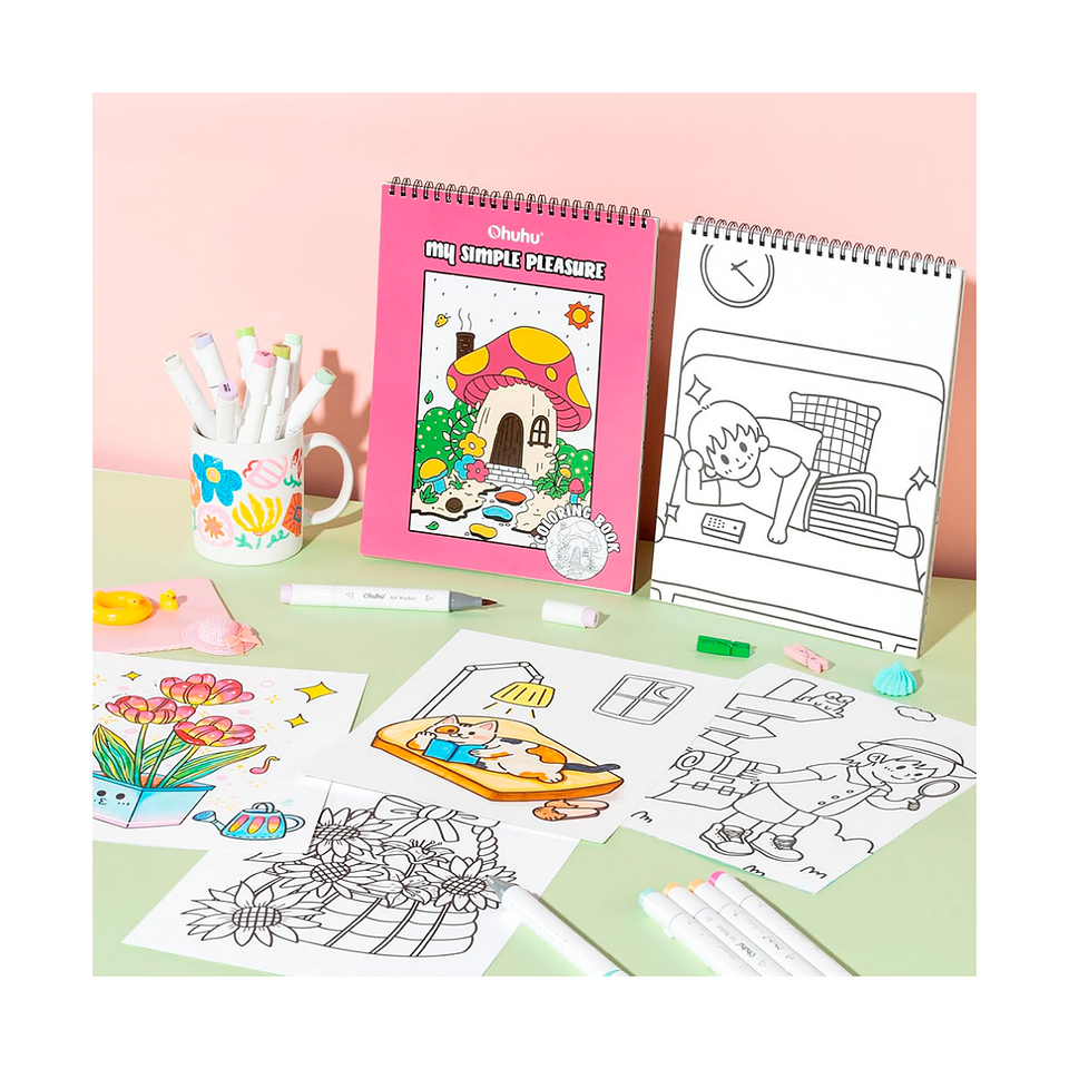 Ohuhu Libro Para Colorear Doble Cara My Simple Pleasure 4