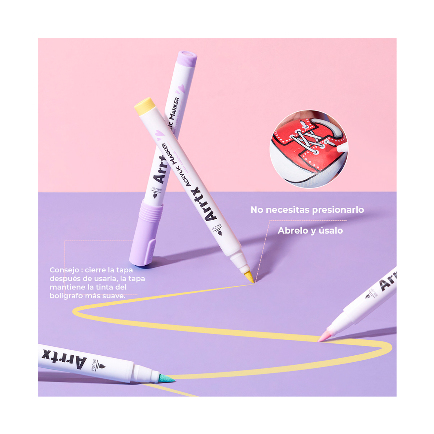 ARRTX Marcadores de Acrilico 60 Colores Punta Pincel 3