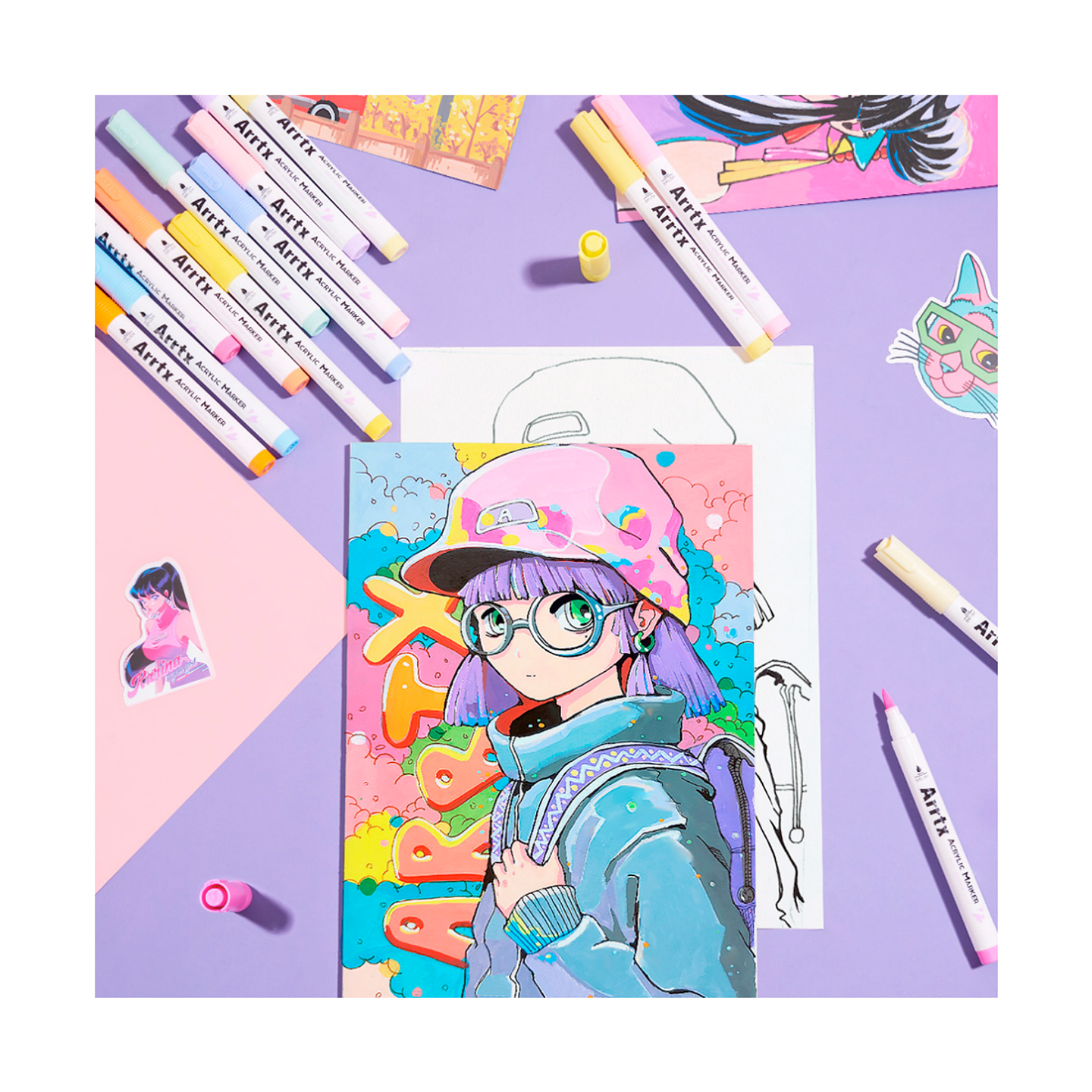 ARRTX Marcadores de Acrilico 60 Colores Punta Pincel 5