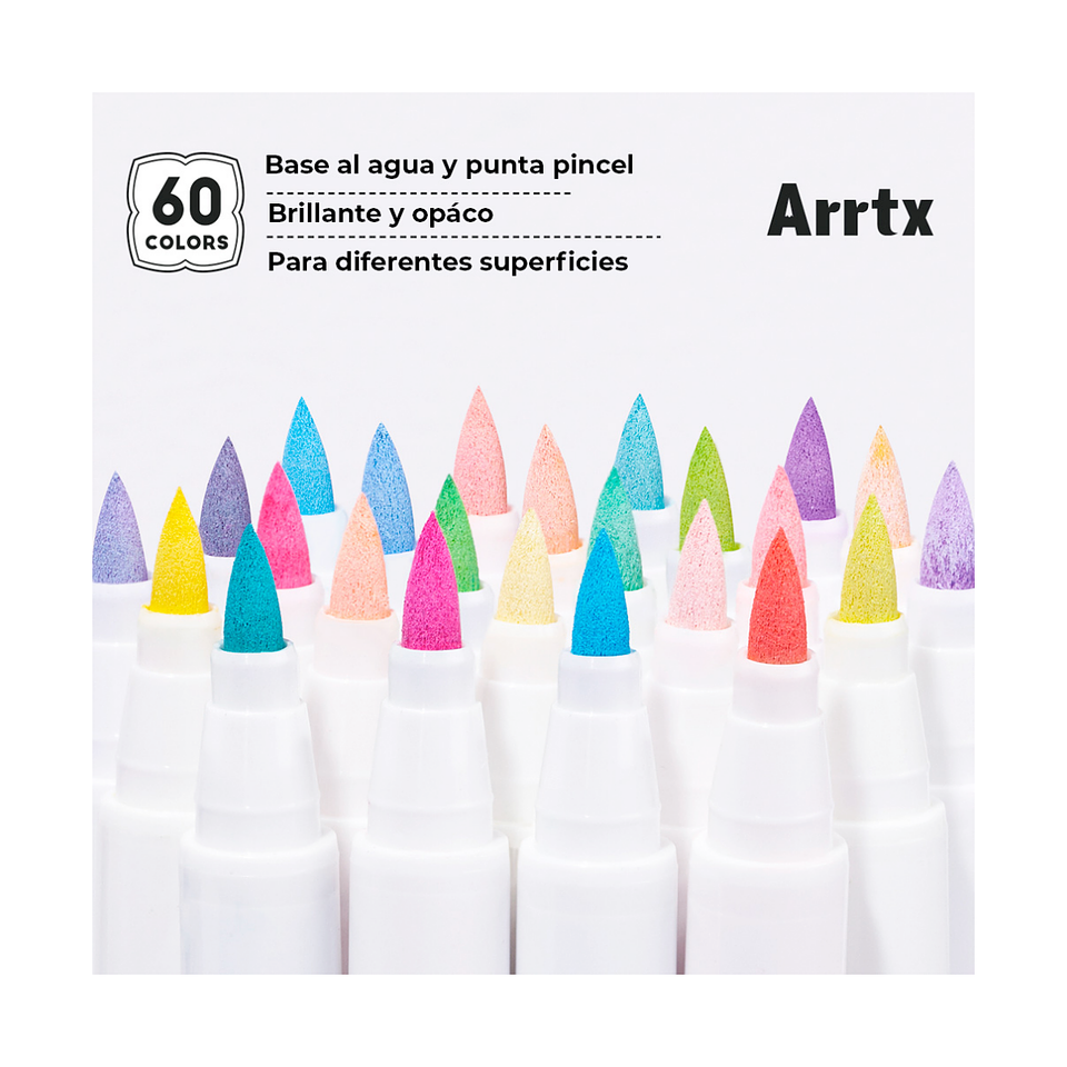 ARRTX Marcadores de Acrilico 60 Colores Punta Pincel 4