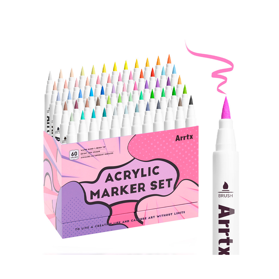 ARRTX Marcadores de Acrilico 60 Colores Punta Pincel 1