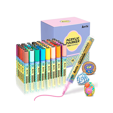 ARRTX Marcadores Acrilicos de 48 Colores (Punta Redonda)