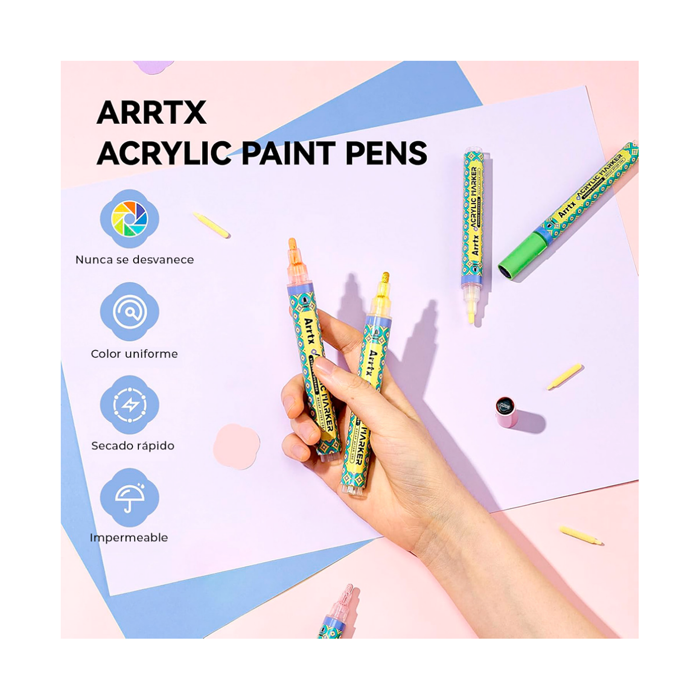 ARRTX Marcadores Acrilicos de 48 Colores (Punta Redonda) 3