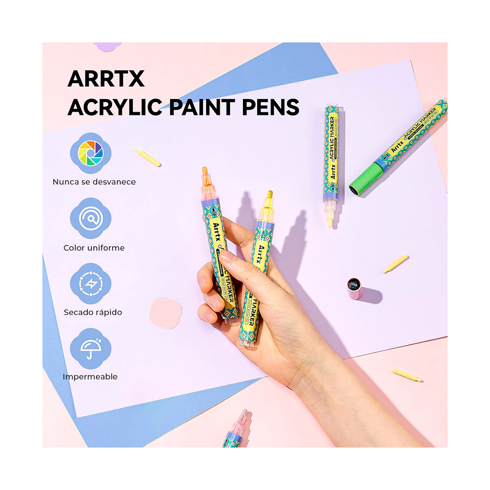 ARRTX Marcadores Acrilicos de 48 Colores (Punta Redonda) 3