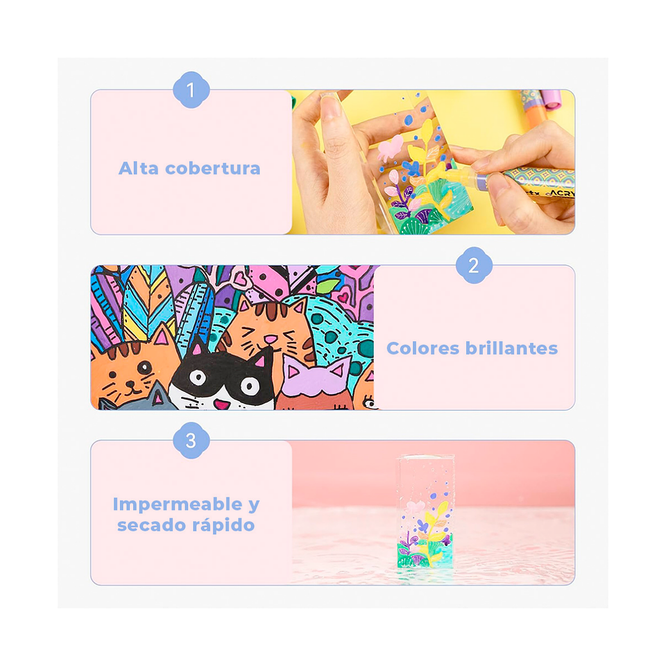 ARRTX Marcadores Acrilicos de 48 Colores (Punta Redonda) 4