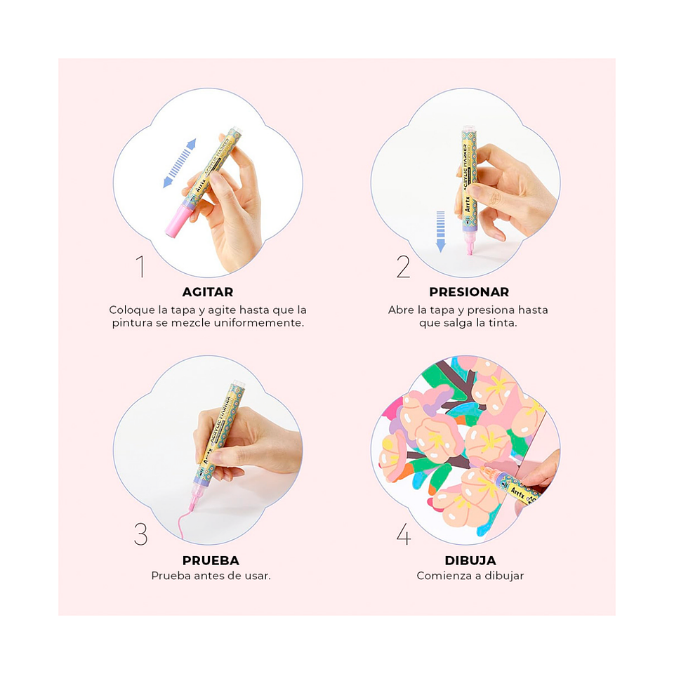 ARRTX Marcadores Acrilicos de 48 Colores (Punta Redonda) 5