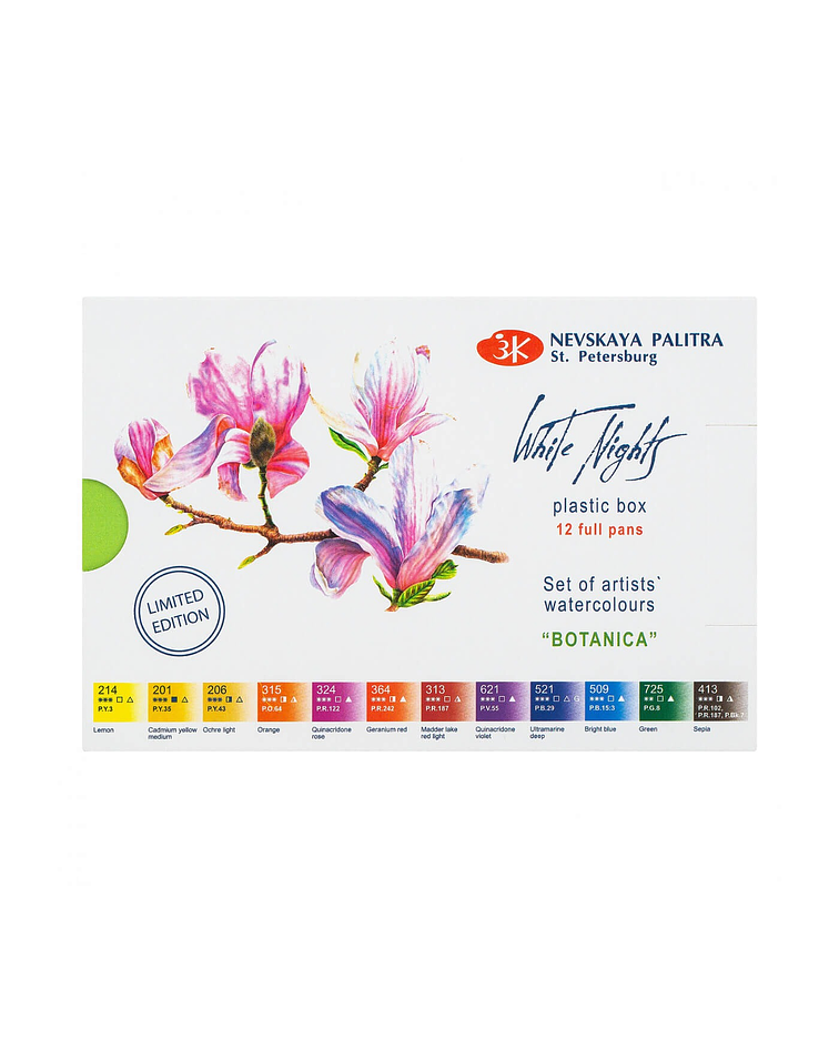 White Nights - Acuarelas 12 Colores - Tonos Botanicas