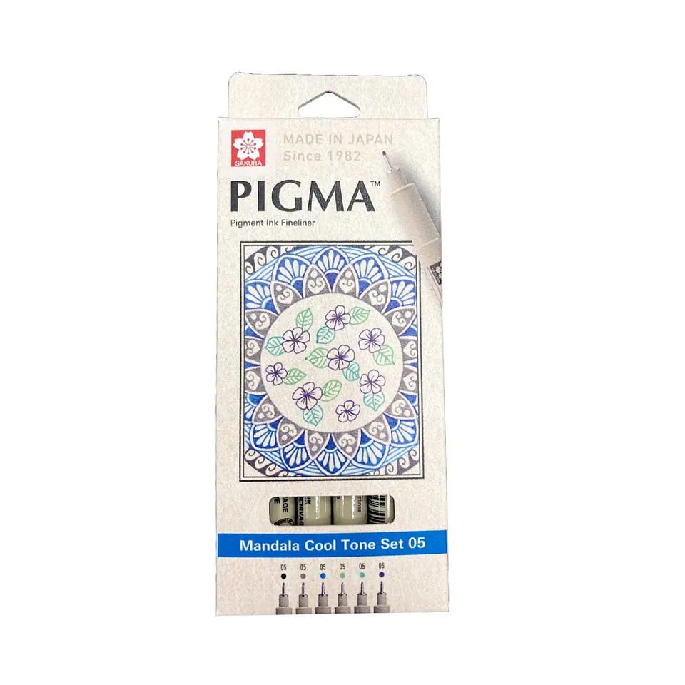 Set Tiralínea Pigma Micron Sakura 0.5 Mandala 6 Colores Fríos 1