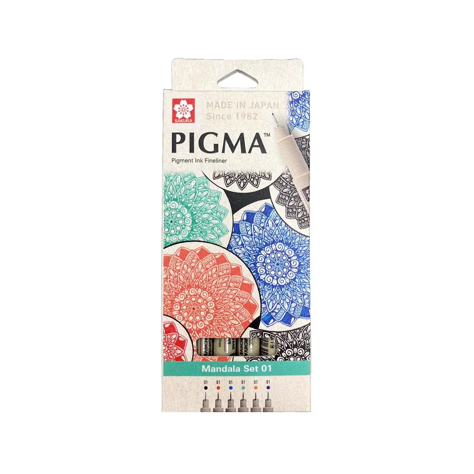 Set Tiralínea Sakura Pigma Micron 0.1 Mandala 6 Colores 1