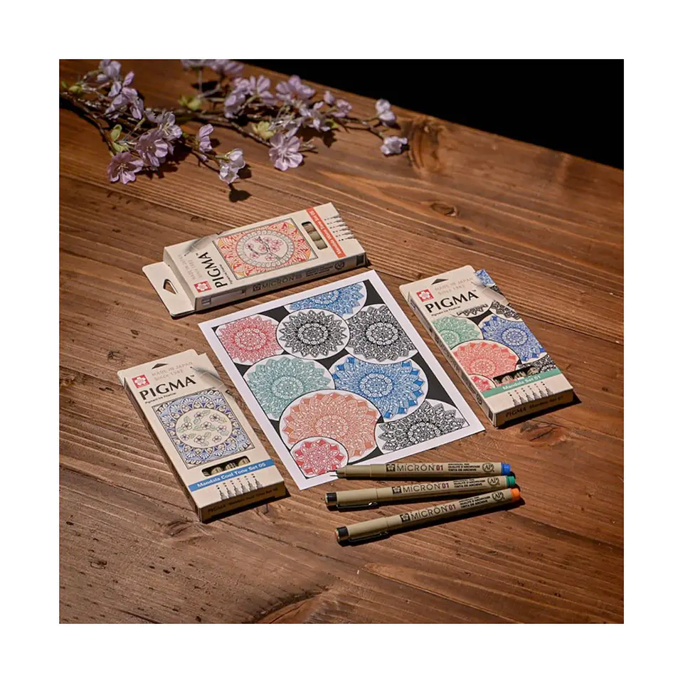 Set Tiralínea Sakura Pigma Micron 0.1 Mandala 6 Colores 3