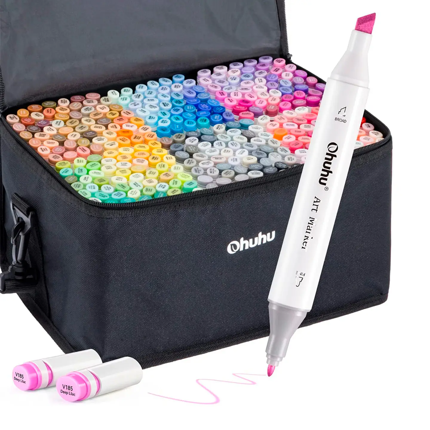 320 Marcadores Base Alcohol (Punta Fina y Biselada) + 1 Blender - Ohuhu 1