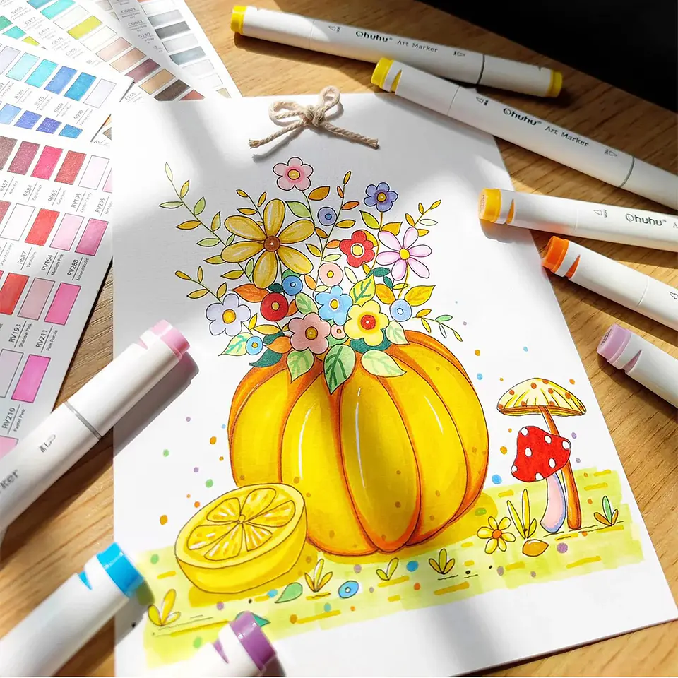 320 Marcadores Base Alcohol (Punta Fina y Biselada) + 1 Blender - Ohuhu 5