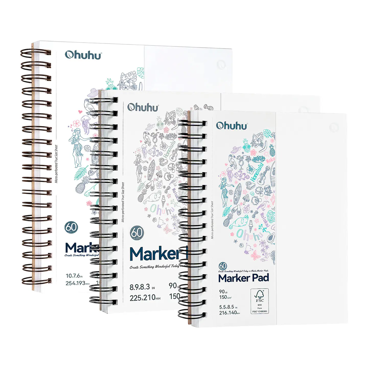 Block Para Marcadores Con Anillado 60 Hjs 150Grs - Ohuhu 1