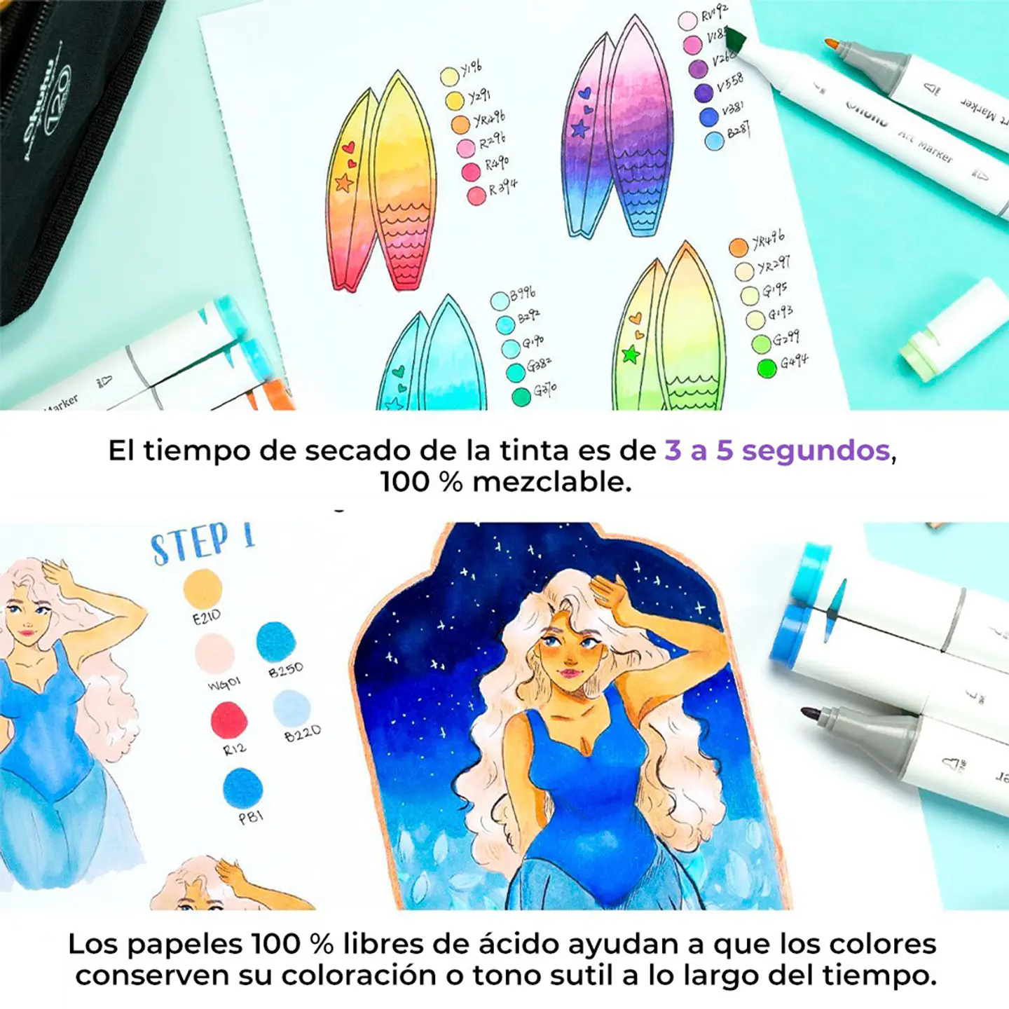 Block Para Marcadores Con Anillado 60 Hjs 150Grs - Ohuhu 7