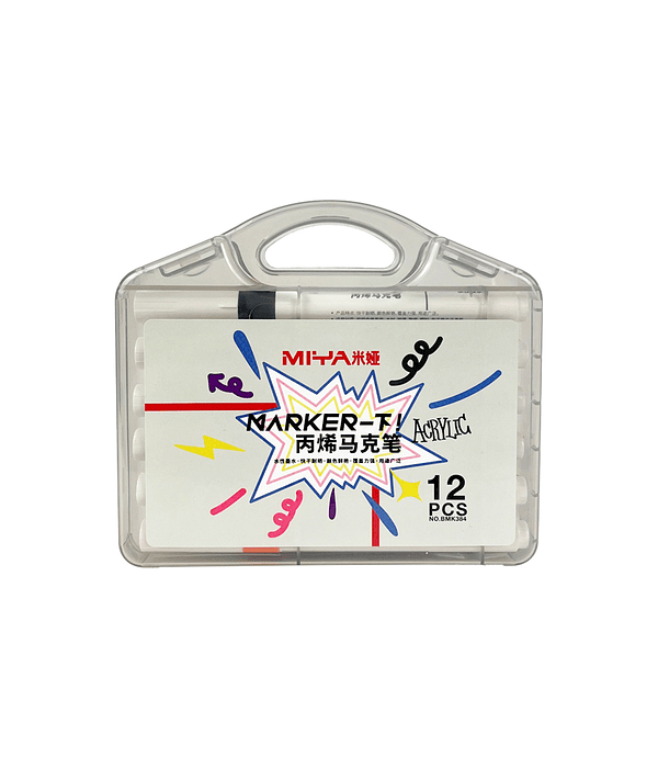 Set 12 Marcadores Acrilicos (Punta Circular) - Miya