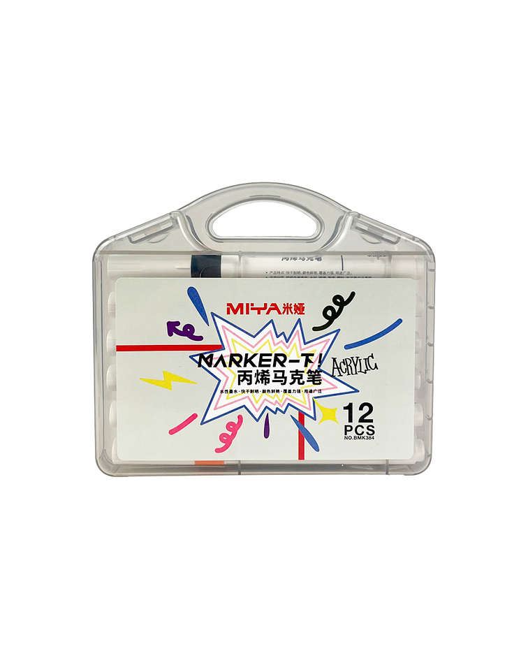 Set 12 Marcadores Acrilicos (Punta Circular) - Miya