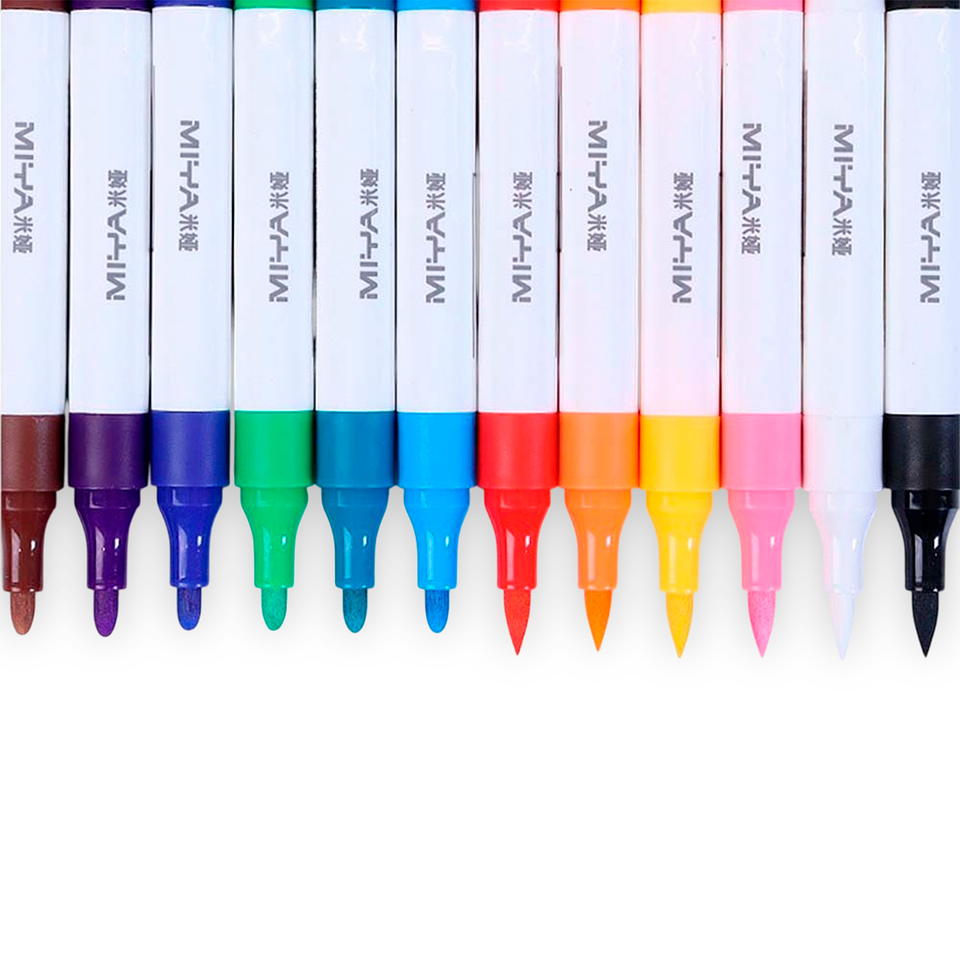 Set 12 Marcadores Acrilicos (Doble Punta) - Miya 2