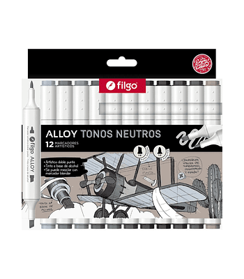 Marcadores Artísticos Doble Punta Filgo Alloy  - 12 Tonos Neutros