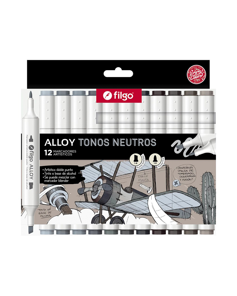 Marcadores Artísticos Doble Punta Filgo Alloy  - 12 Tonos Neutros