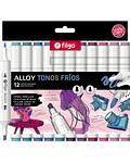 Marcadores Artísticos Doble Punta Filgo Alloy  - 12 Tonos Fríos