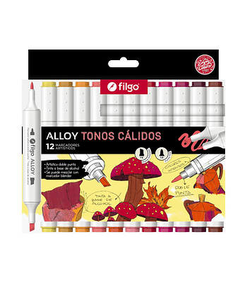 Marcadores Artísticos Doble Punta Filgo Alloy - 12 Tonos Cálidos