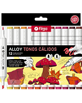 Marcadores Artísticos Doble Punta Filgo Alloy - 12 Tonos Cálidos