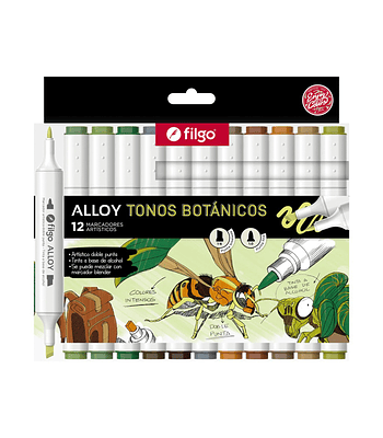 Marcadores Artísticos Doble Punta Filgo Alloy  - 12 Tonos Botánicos