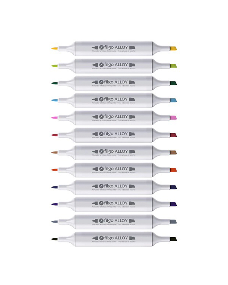 Marcadores Artísticos Doble Punta Filgo Alloy  - 12 Tonos Clásicos