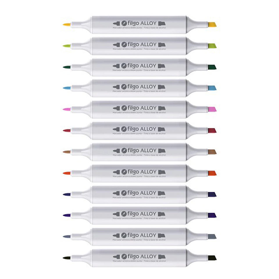 Marcadores Artísticos Doble Punta Filgo Alloy  - 12 Tonos Clásicos 2