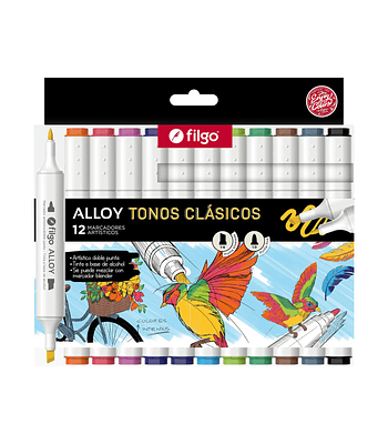 Marcadores Artísticos Doble Punta Filgo Alloy  - 12 Tonos Clásicos