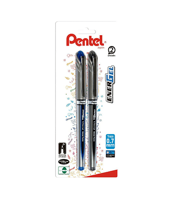 Set 2 Lápices Gel Energel 0,7 mm (Azul y Negro)