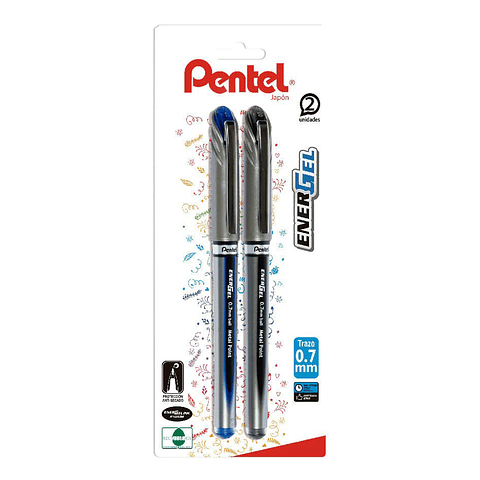 Set 2 Lápices Gel Energel 0,7 mm (Azul y Negro)
