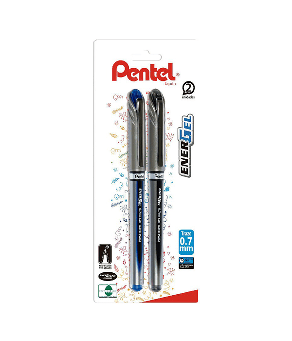 Set 2 Lápices Gel Energel 0,7 mm (Azul y Negro)