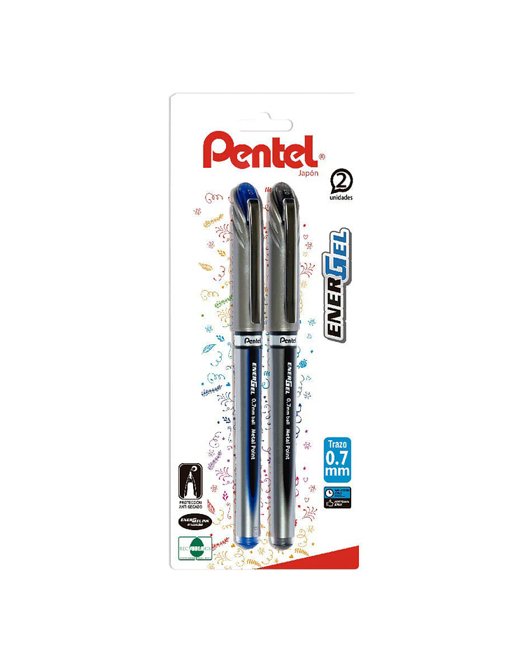Set 2 Lápices Gel Energel 0,7 mm (Azul y Negro)