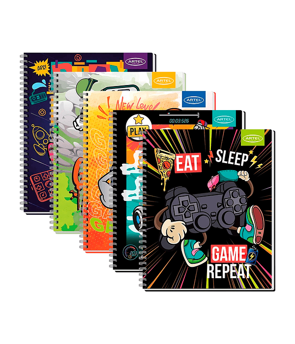 Cuaderno Universitario 100 Hojas 7mm Gamers - Artel