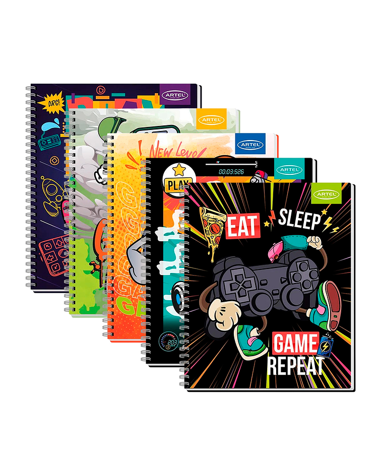 Cuaderno Universitario 100 Hojas 7mm Gamers - Artel