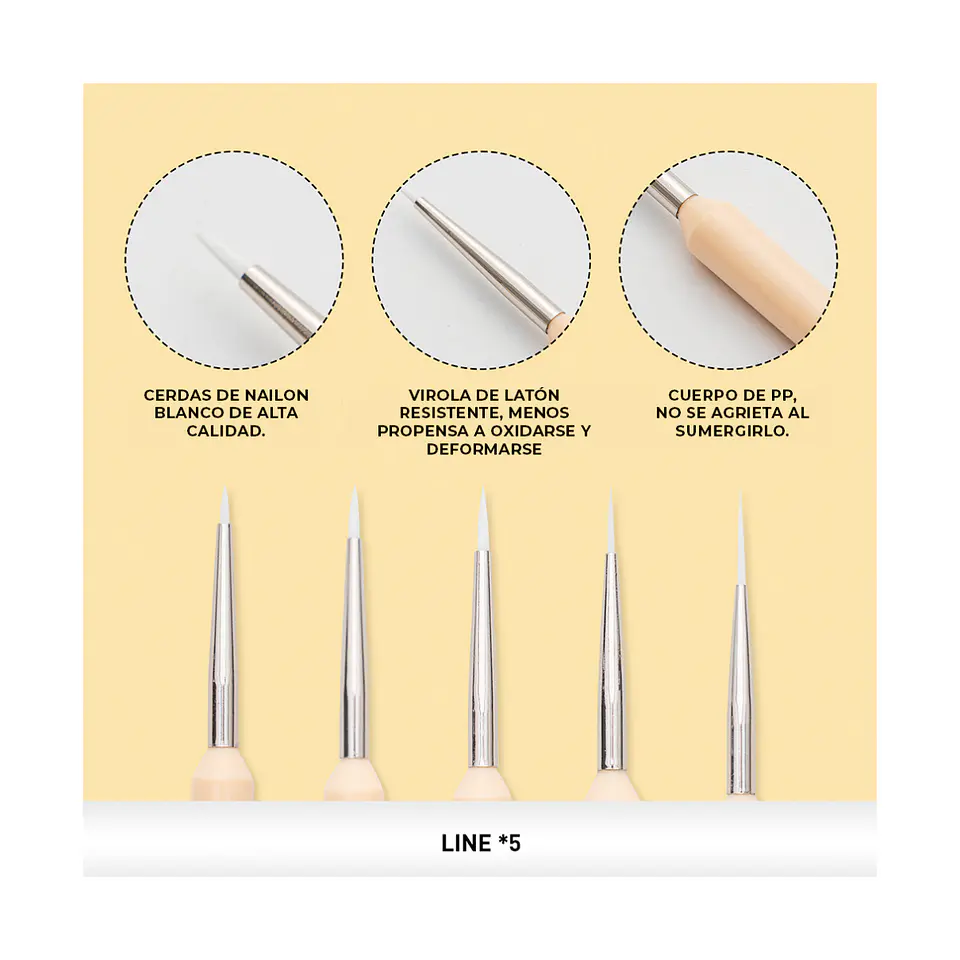 Set de 5 Pinceles Little Bird Amarillo - Himi 2