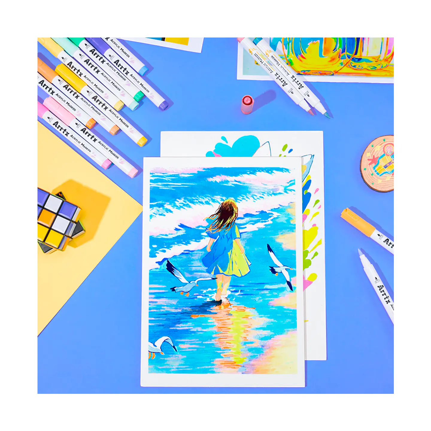 Arrtx Marcadores de Acrilico 60 Colores Punta Pincel (50 Regulares 4 Metalicos 6 Neon) 4