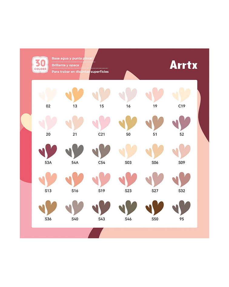Arrtx Marcadores Acrilicos 30 Colores Piel Punta Pincel
