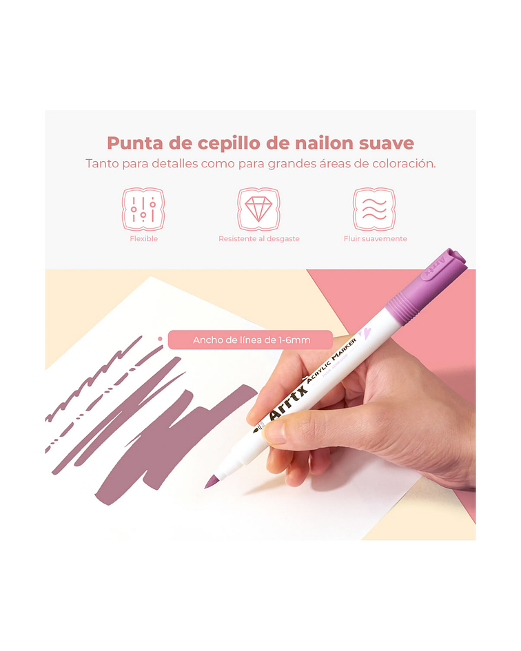 Arrtx Marcadores Acrilicos 30 Colores Piel Punta Pincel