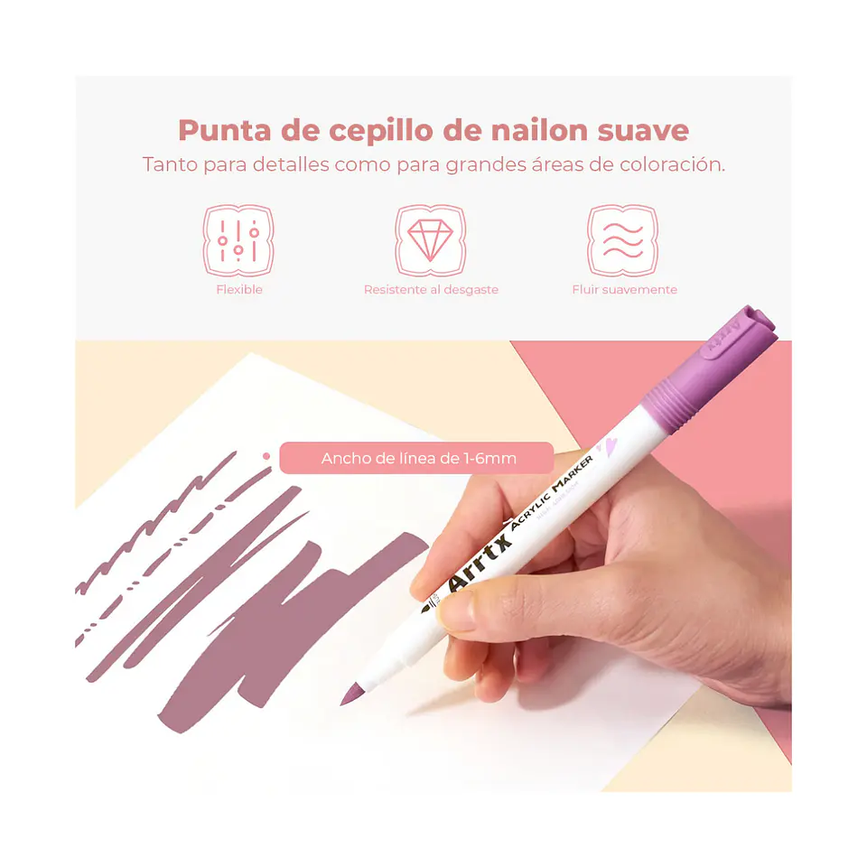 Arrtx Marcadores Acrilicos 30 Colores Piel Punta Pincel 3