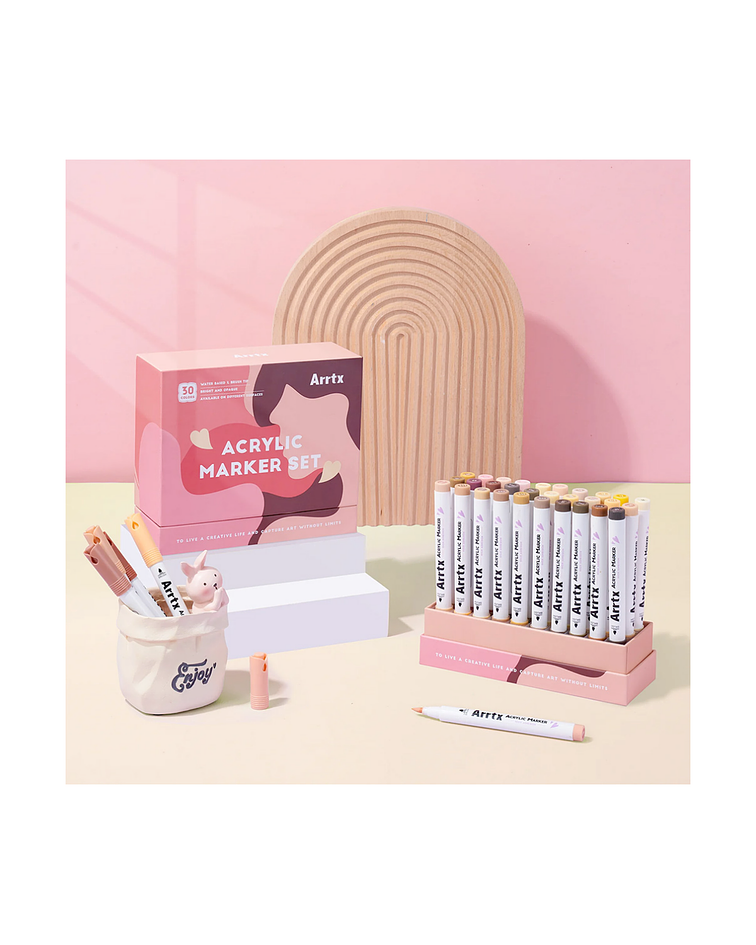 Arrtx Marcadores Acrilicos 30 Colores Piel Punta Pincel