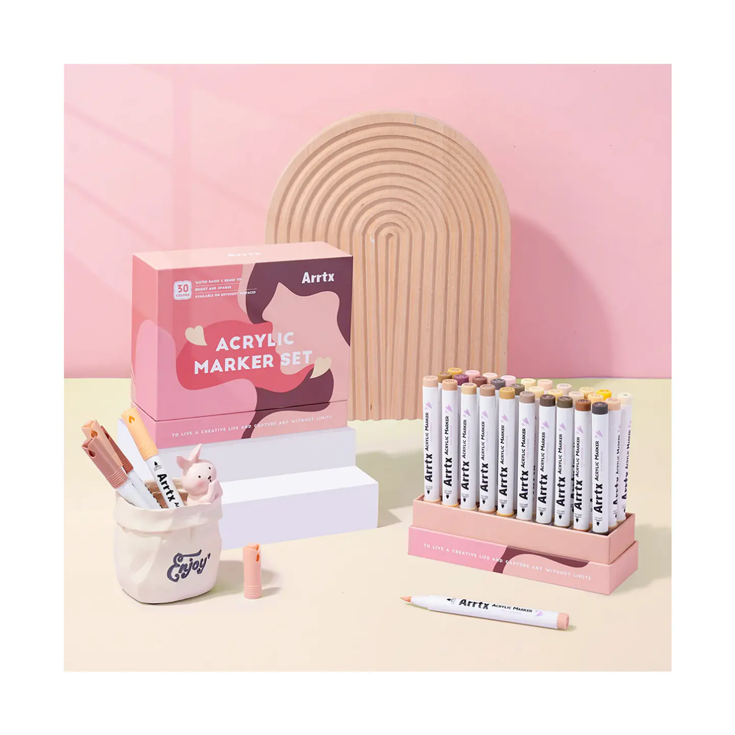 Arrtx Marcadores Acrilicos 30 Colores Piel Punta Pincel 2