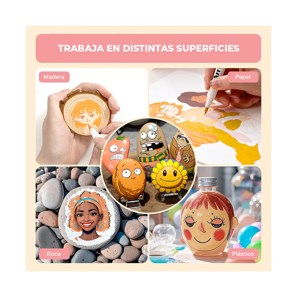 Arrtx Marcadores Acrilicos 30 Colores Piel Punta Pincel 8