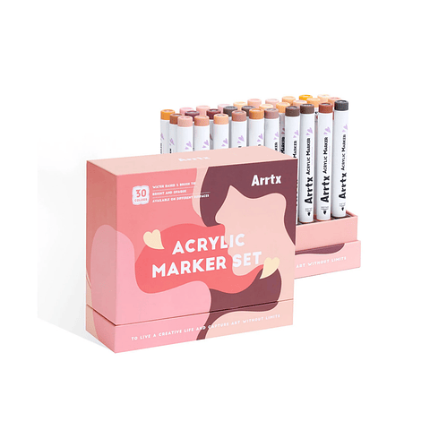 Arrtx Marcadores Acrilicos 30 Colores Piel Punta Pincel