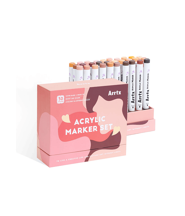 Arrtx Marcadores Acrilicos 30 Colores Piel Punta Pincel