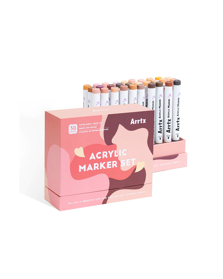 Arrtx Marcadores Acrilicos 30 Colores Piel Punta Pincel