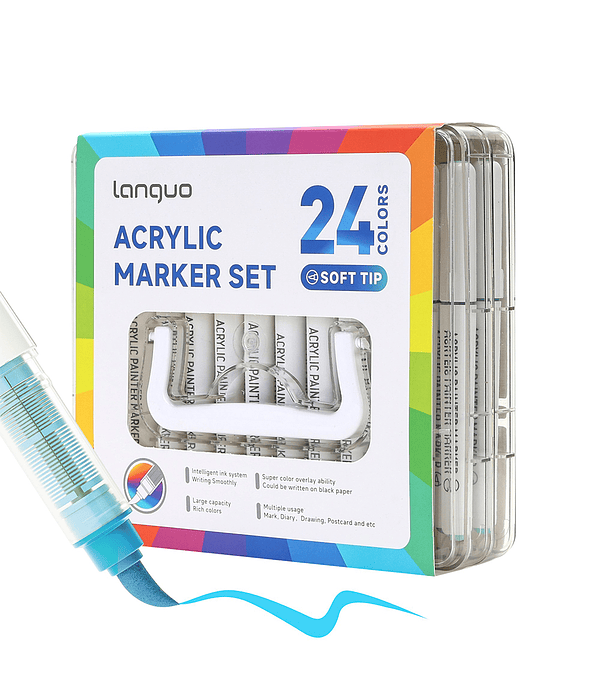 24 Marcadores Acrílicos Punta Pincel - Languo